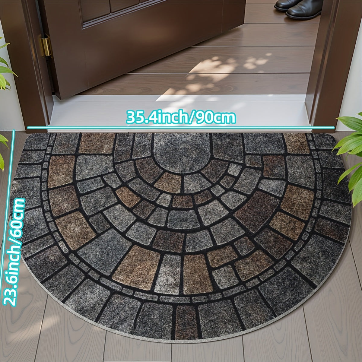 Elegant Round Mosaic Welcome Mat for Indoor and Outdoor Spaces