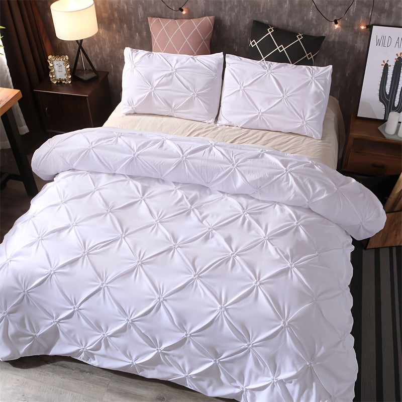 Duvet Cover Set | Quilted Texture | Breathable All-Season Comfort | Polyester