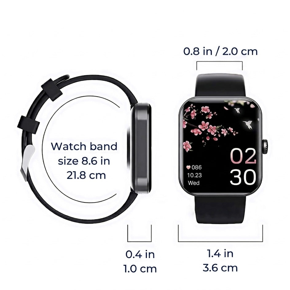 Health Monitoring Smartwatch with Blood Glucose, Heart Rate, Sleep Tracking, IP67, 7-Day Battery