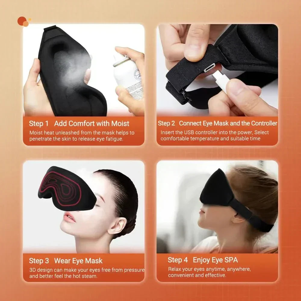 SerenityWave 3D Heated Eye Mask with Customizable Warmth