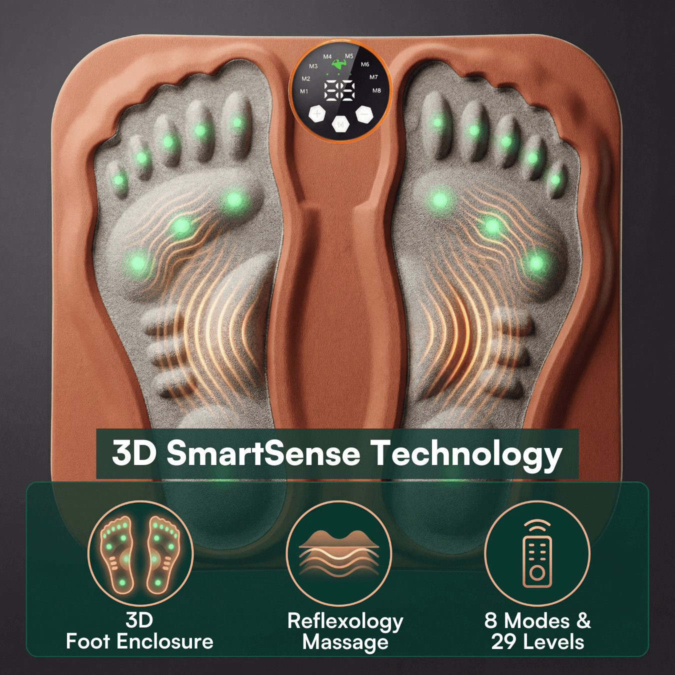 Rechargeable Foot Massage Pad with 8 Modes and 29 Intensity Levels