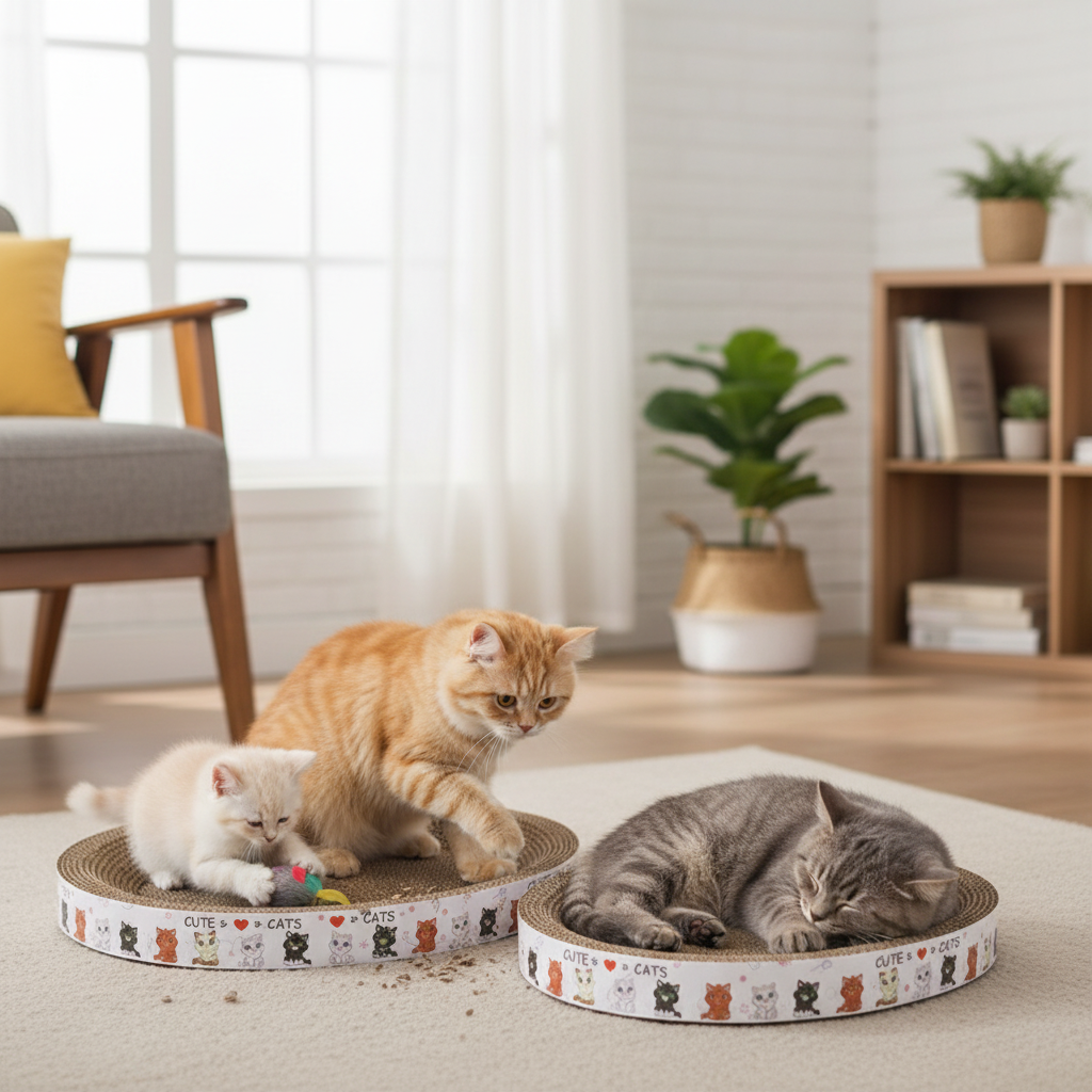 Cozy Round Cat Scratching Lounge for Healthy Claws