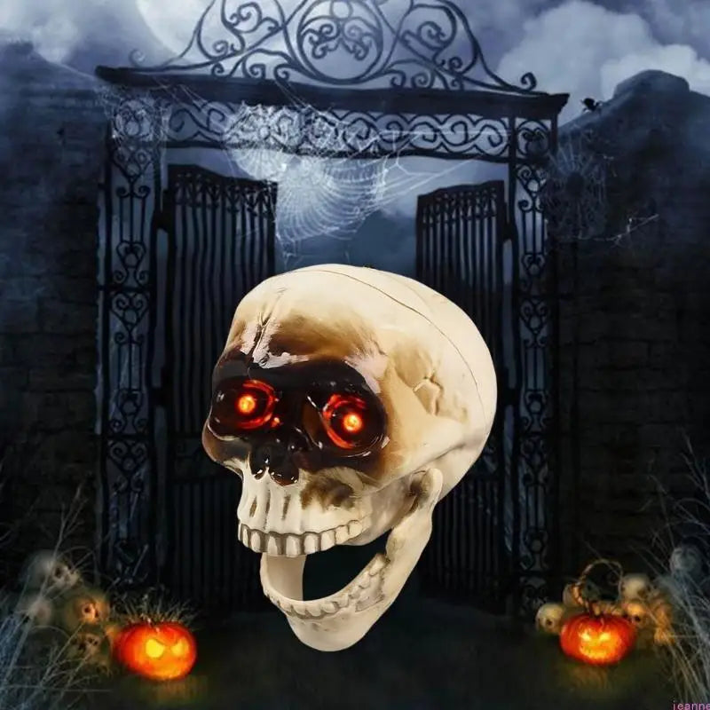 Flashing Eyed Skeleton Head Decoration for Halloween