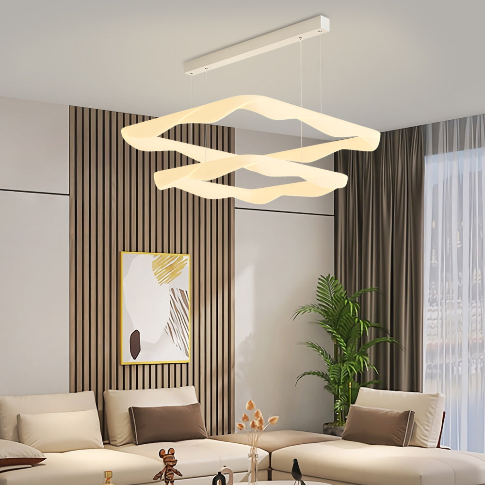 2/3 Square Rings Cream Style Modern LED Three Step Dimming Chandelier