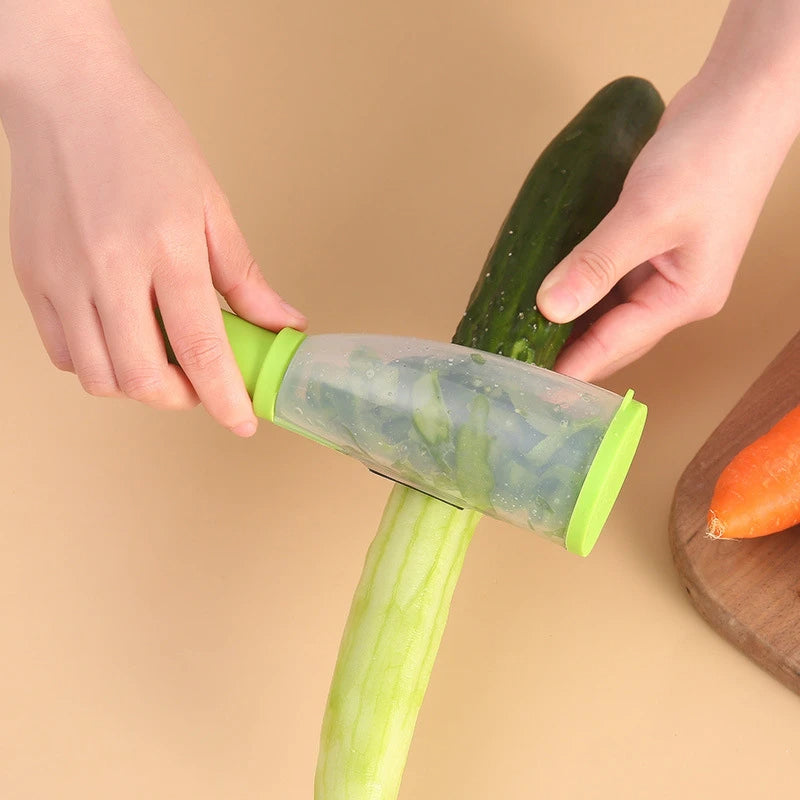Dual-Function Peeler for Fruits and Vegetables with Storage Container