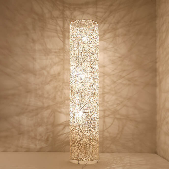 Taavita Minimalist 3-Light Floor Lamp made of Rattan in Column Design