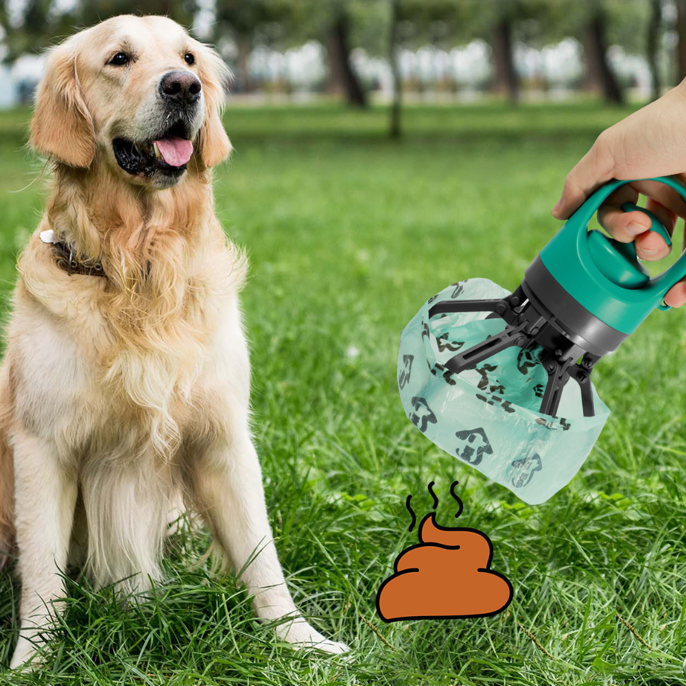 Pet Waste Removal Claw Tool with Waste Bag Holder