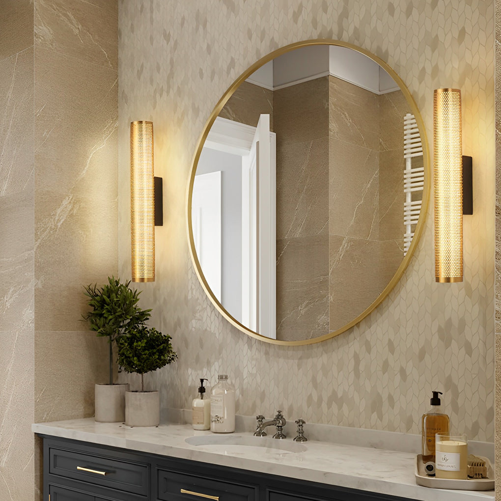 15.7-Inch Metallic Long Cylindrical Vanity Sconce Lighting Wall Lamp