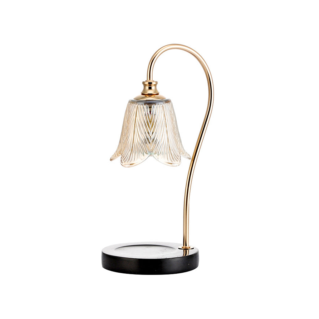Taavita 1-Light Cup-Holder Desk Lamp with Floral Glass Shade