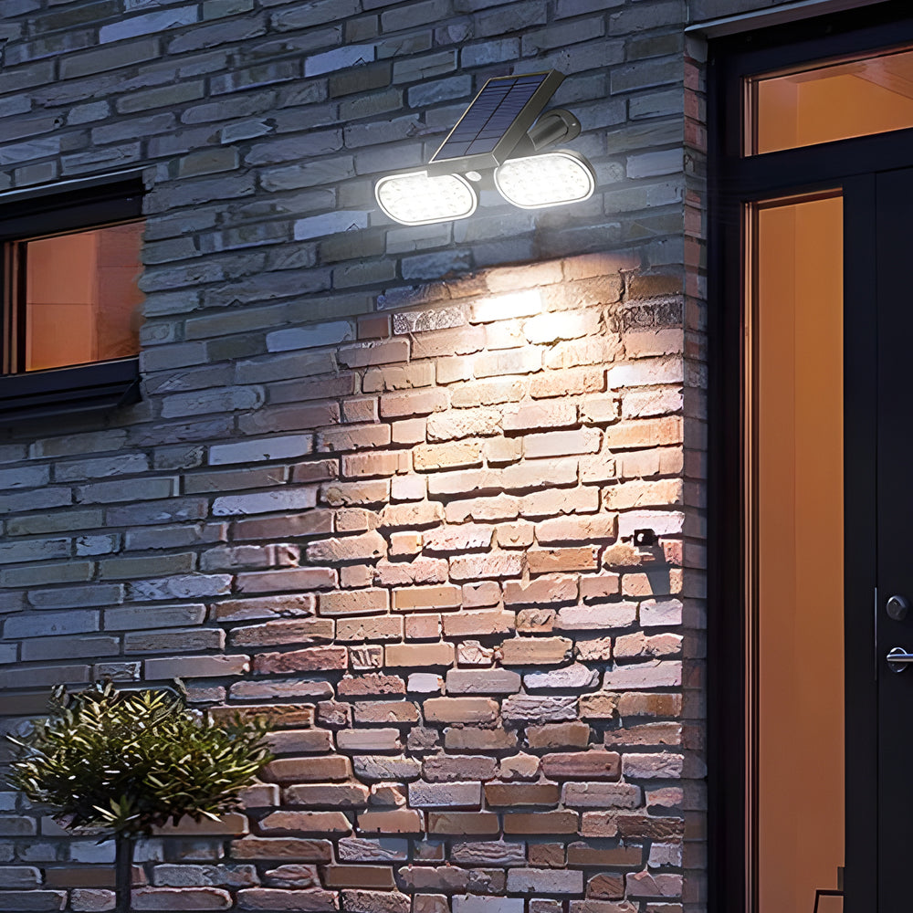 2 - Head Modern Black Solar LED Spotlight with Motion Sensor, Adjustable and Rotatable
