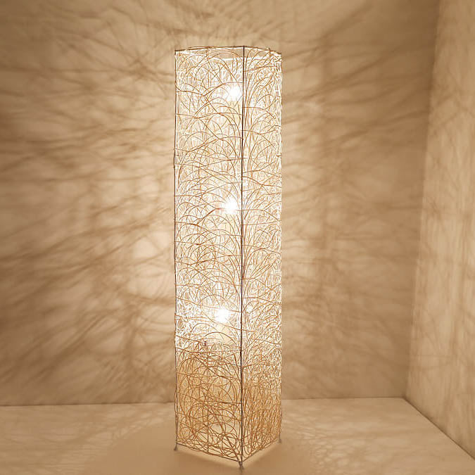 Taavita Minimalist 3-Light Floor Lamp made of Rattan in Column Design