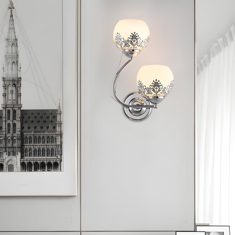 2-Light LED Glass Flower Wall Sconces - Simple European Style Lighting