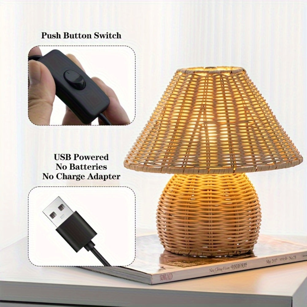 SereneLight – Handwoven Bamboo Table Lamp for Cozy Spaces