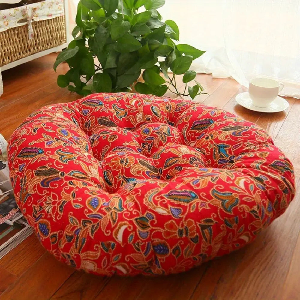 Vibrant Harmony – Round Cotton Floor Cushion