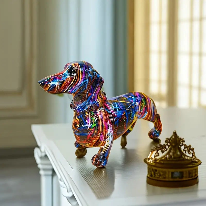 Charming Doxie Delight – Vibrant Modern Dog Sculpture