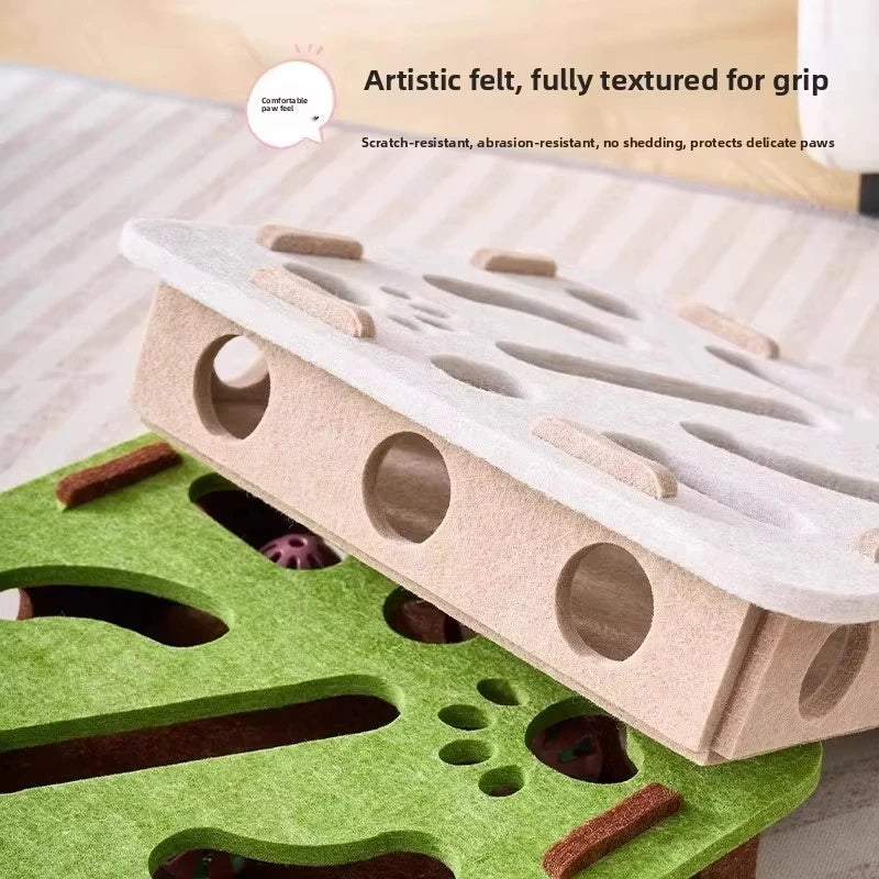 Interactive Puzzle Box Toy for Cats Made of Felt