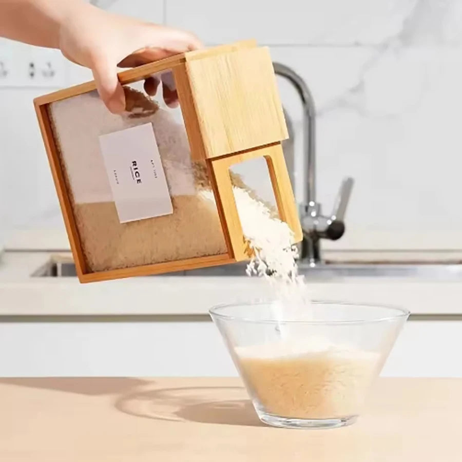 Natural Bamboo Dry Food Dispenser & Storage Solution