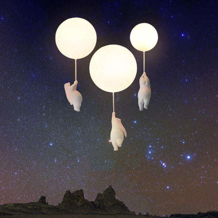 Pendant Lamp with Bear and Balloon Design – Soft Lighting for Any Space