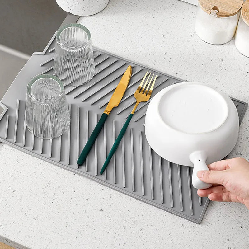Dish Drying Mat for Countertops - Silicone Kitchen Accessory