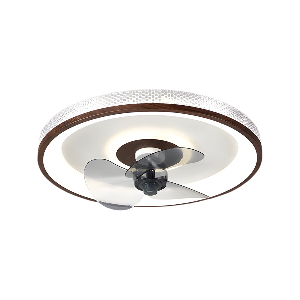 19.7-in Walnut Flush Mount Ceiling Fan with 6-Speed LED Light and Remote