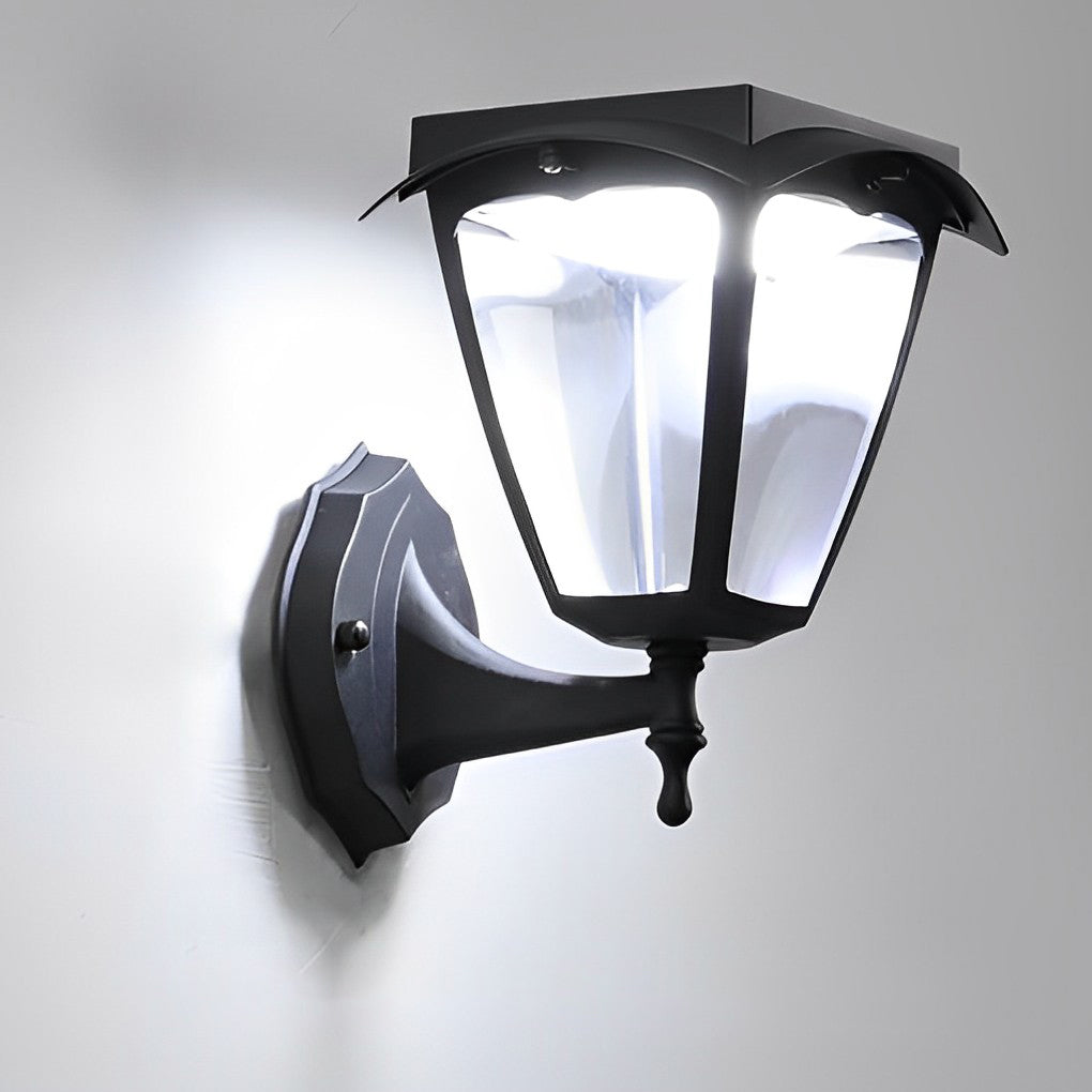 1-Light Black Solar LED Powered Porch Sconce Outdoor Wall Light