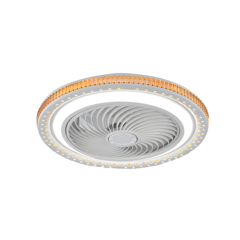 19.7" Bladeless Ceiling Fan with LED Light, Remote, and Enclosed Fence Design