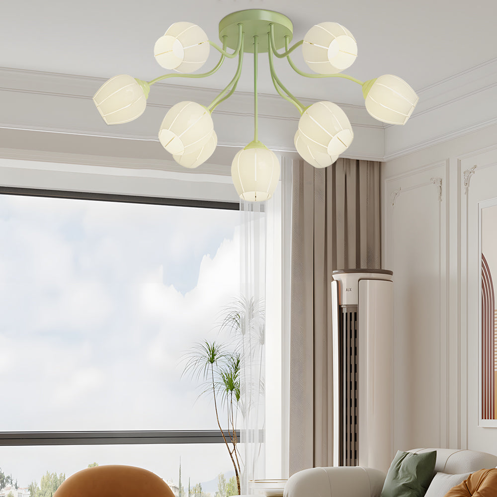 10 Heads Flowers Creative Three Step Dimming French Style Ceiling Lights - Dazuma