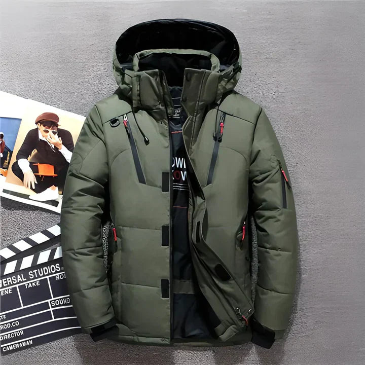 Men's Hooded Insulated Puffer Jacket | Fluffy Thermal Protection & Adjustable Hood | Multiple Zippered Pockets | Durable Water-Repellent Design