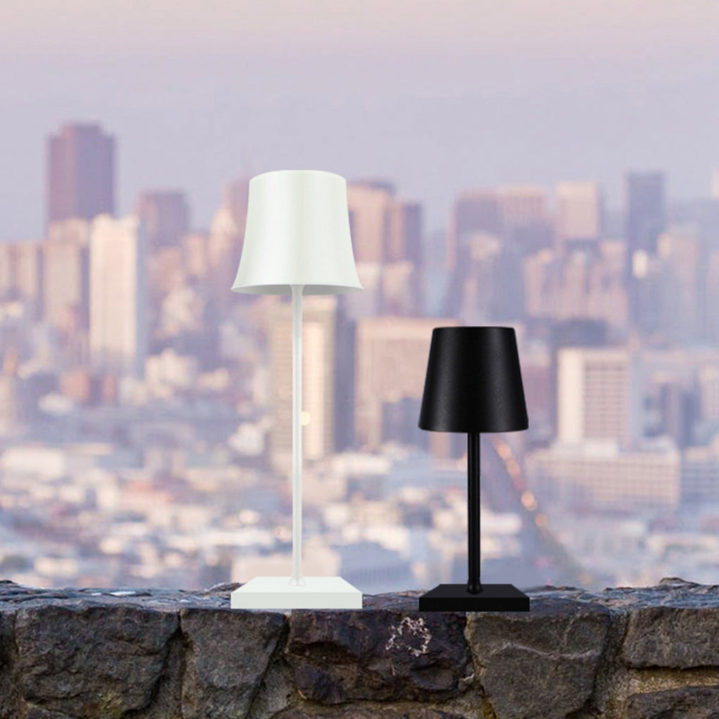15 Inch Cordless Modern Cool Hue Table Lamp - Metal Black/White
