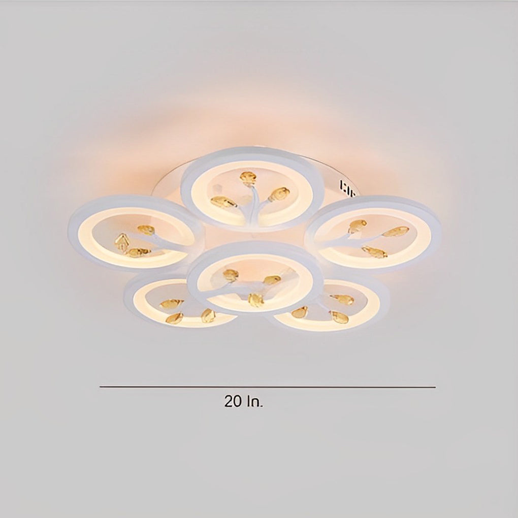 16-Light Flower Dimmable LED White Nordic Ceiling Flush Mount Lighting
