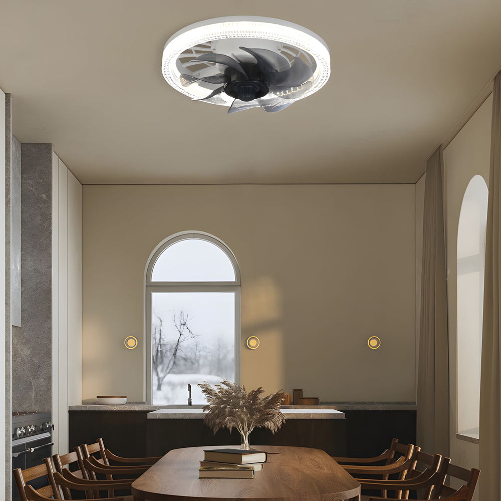 12.2 in. Low Profile 7 Blades LED Flush Mount Ceiling Fan by Taavita