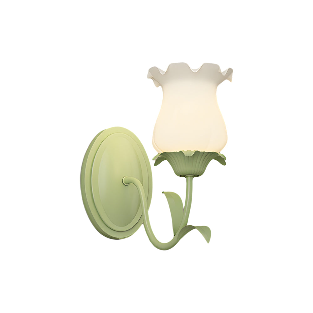 1/2 Head Green Glass Three Step Dimming Modern Wall Lights Flowers Indoor