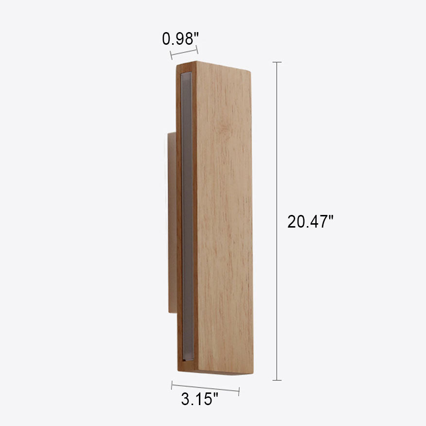 Taavita minimalist, rectangular, flat, rotatable LED wall lamp made of wood