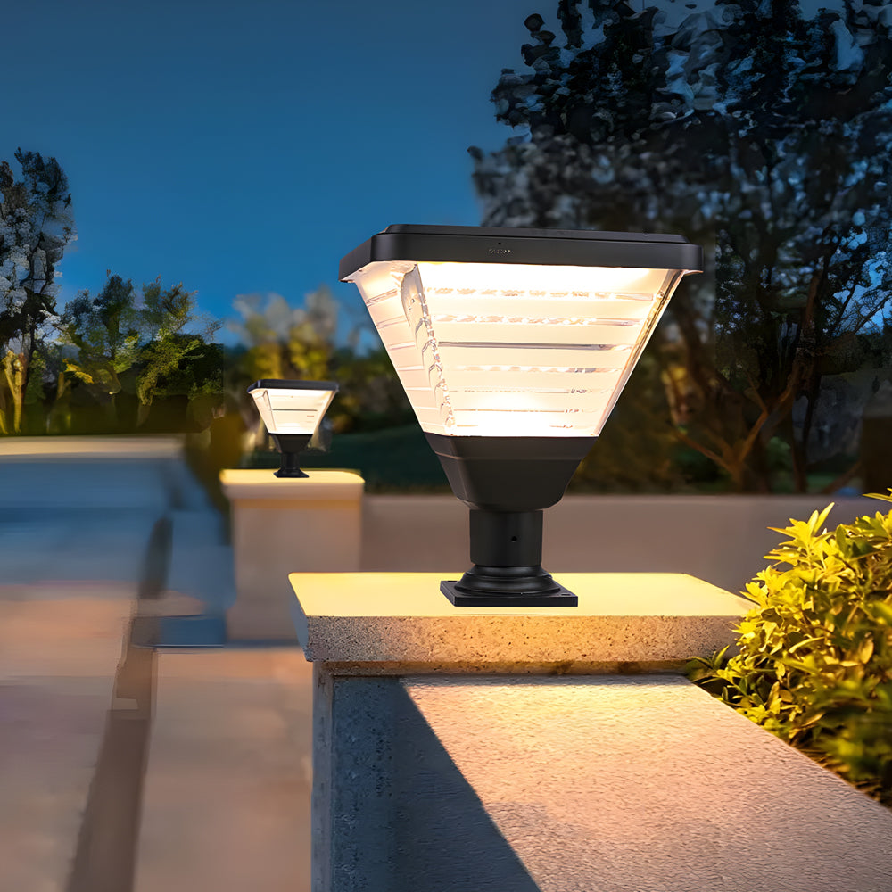 17.9-Inch Black Square Solar LED Outdoor Pier Mount Light by Taavita