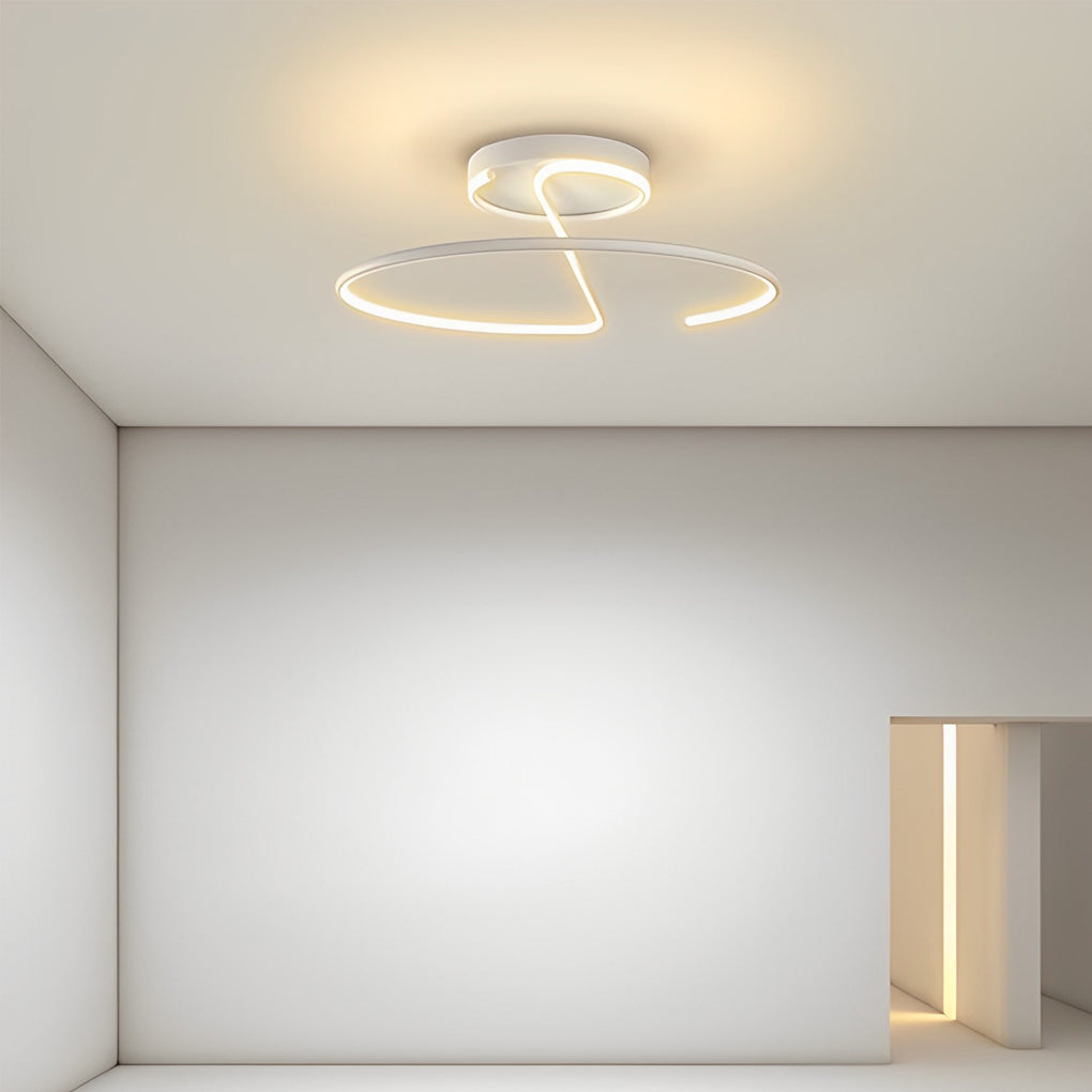 16 inch Circular Modern LED Semi Flush Mount Ceiling Light with Sleek Wire-inspired Design