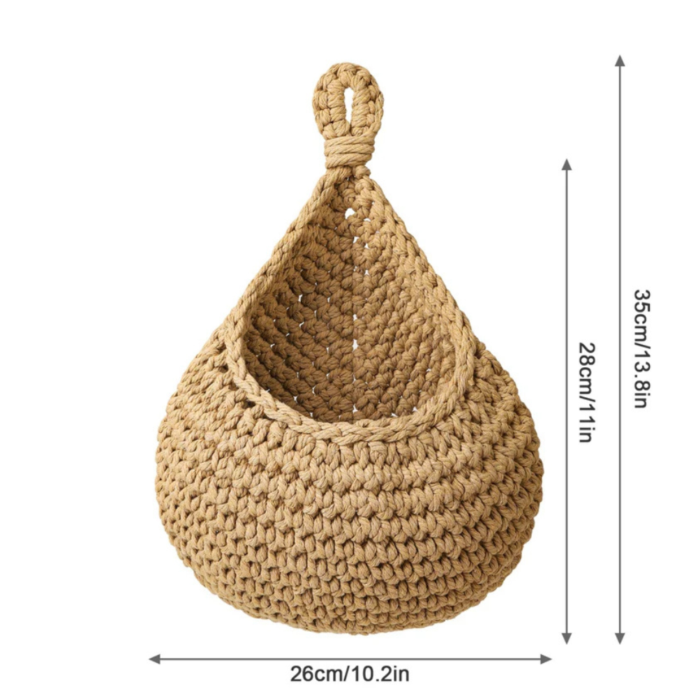 Artisanal Woven Hanging Basket for Rustic Home Organization