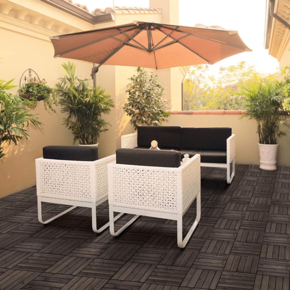 27-Piece Set of Interlocking Wooden Deck Tiles for Outdoor Patios