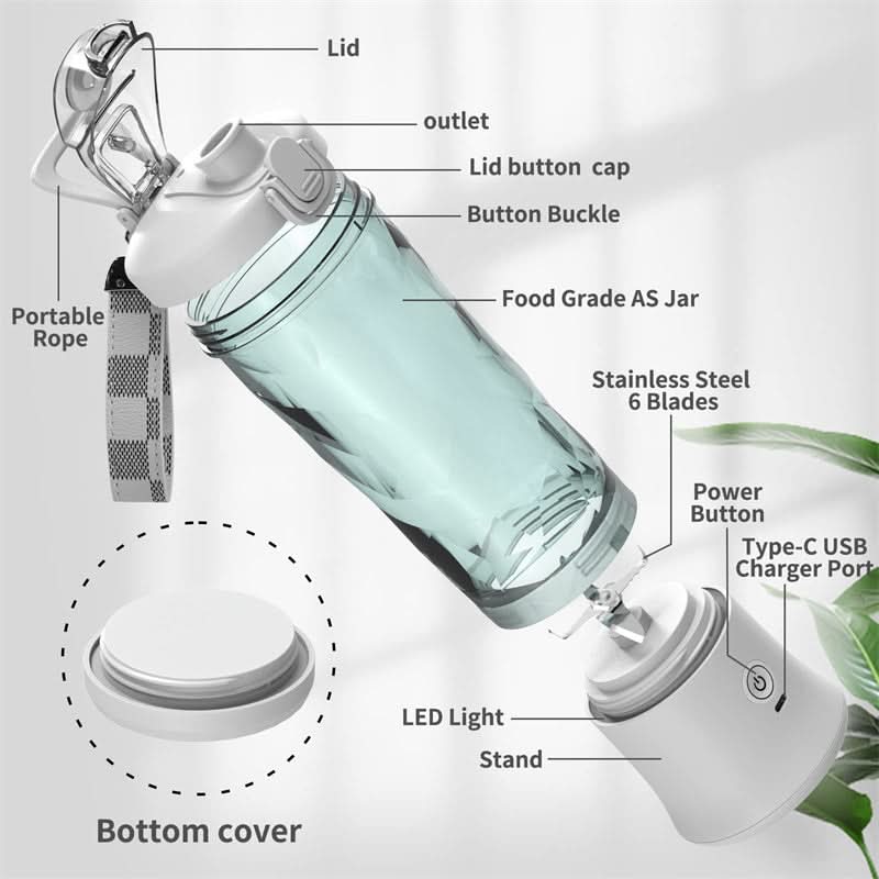 QuickBlend Go Portable Smoothie Maker with 4000 mAh Battery and 600 ml Capacity
