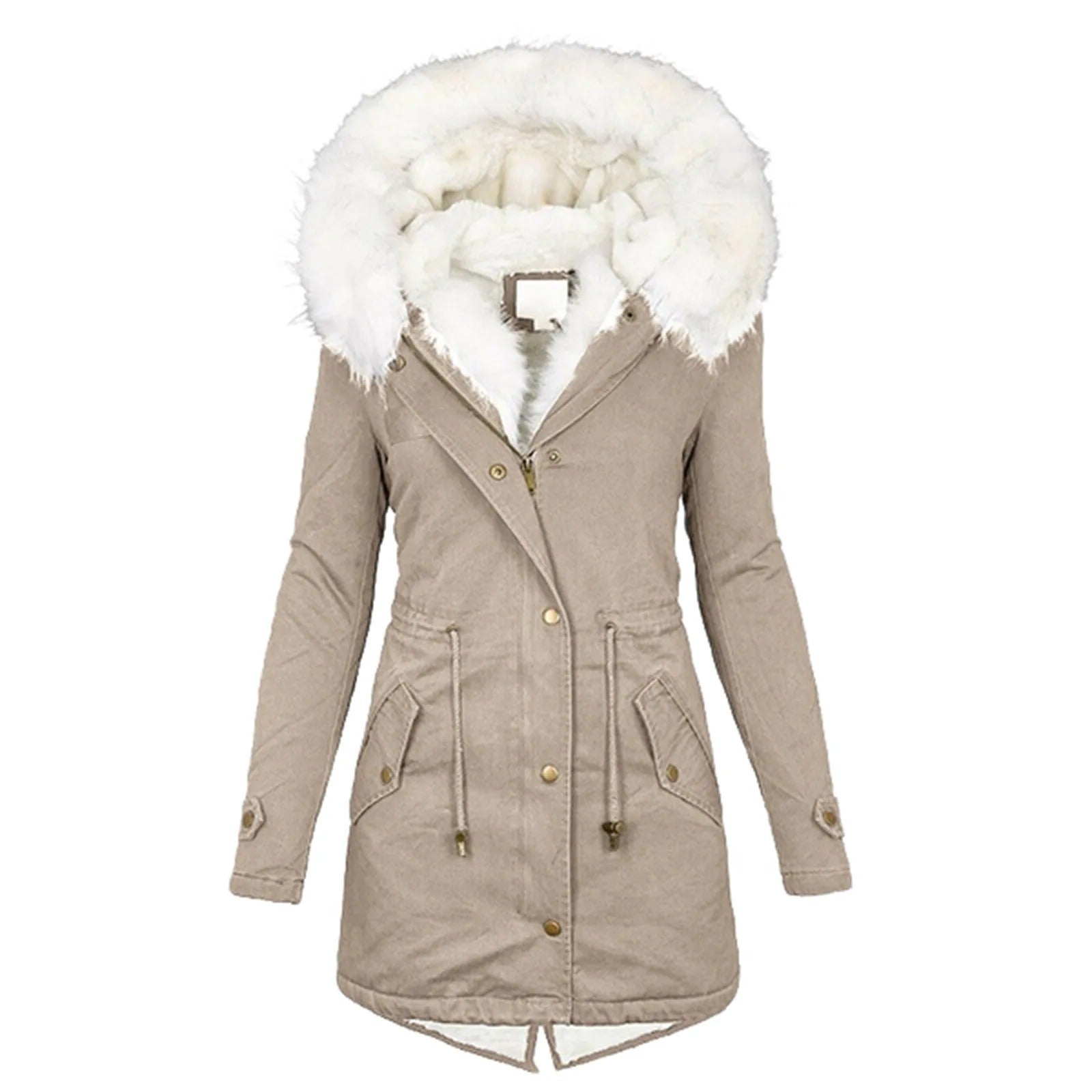 Women’s Winter Jacket | Mid-Length Cotton Filling | Warm Hooded Parka | Cold Weather Protection