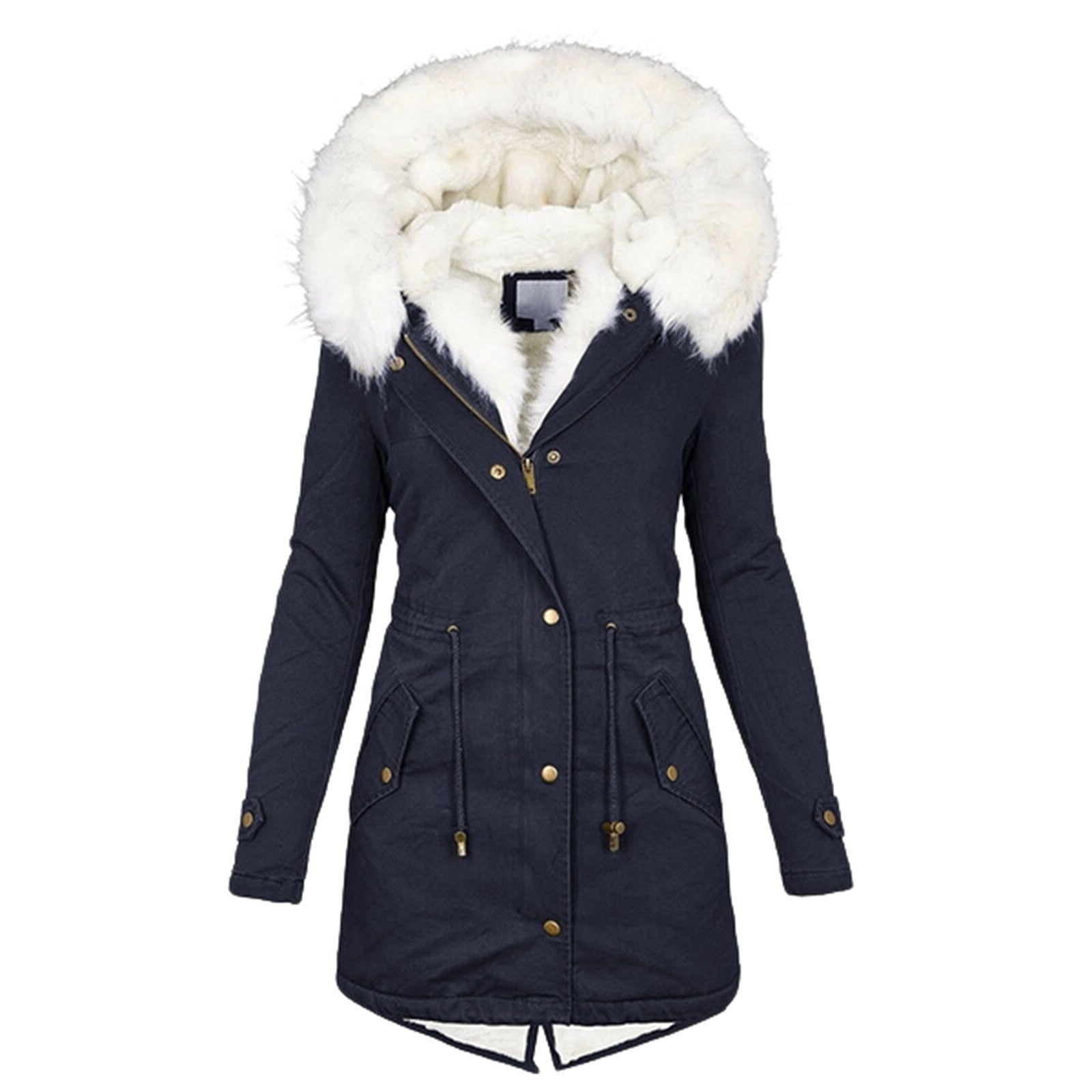 Women’s Winter Jacket | Fleece Lining & Faux Fur Trimmed Hood | Windproof & Waterproof | Adjustable Waist Drawstring