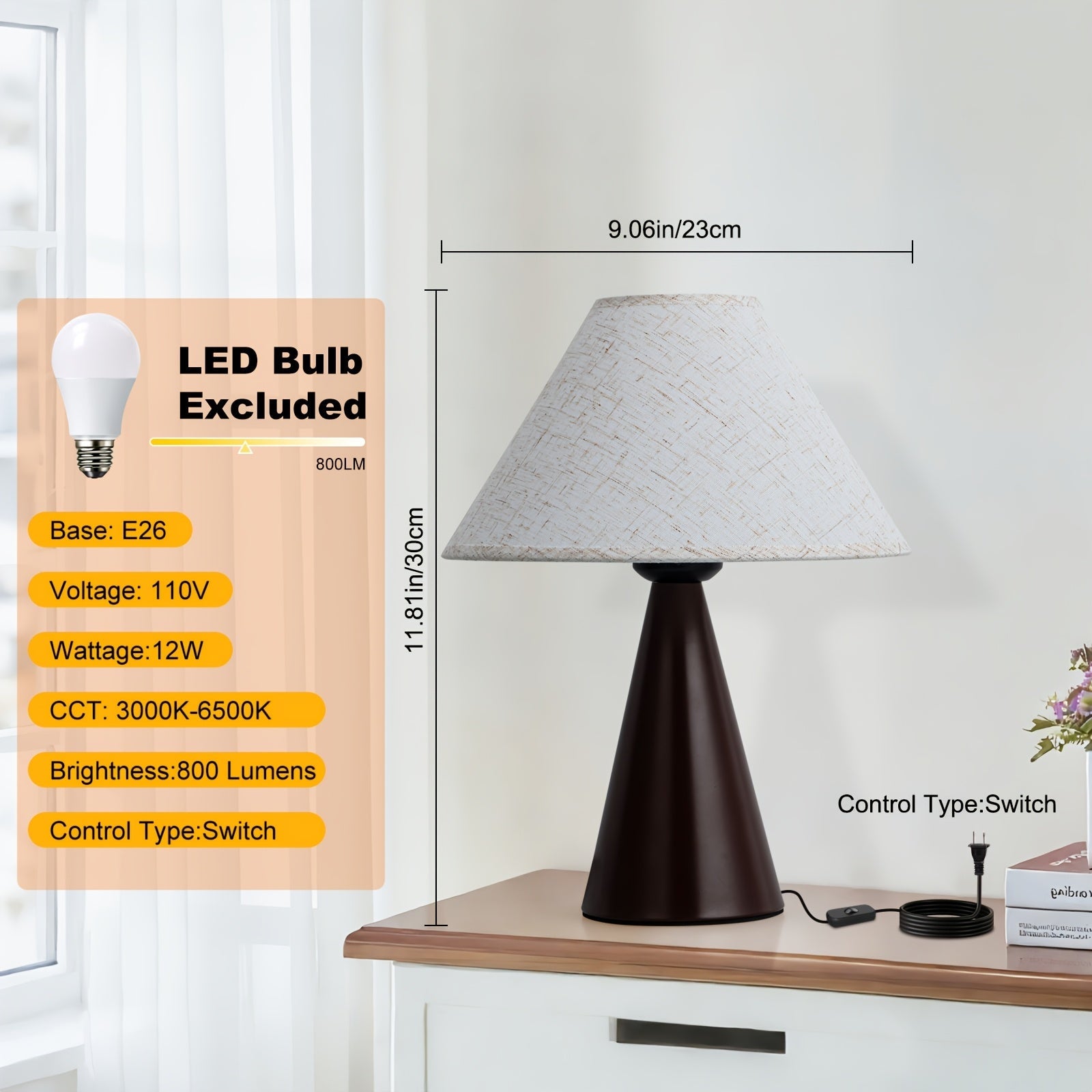 Elegant Dual Bedside Lamps with Adjustable Color Shades