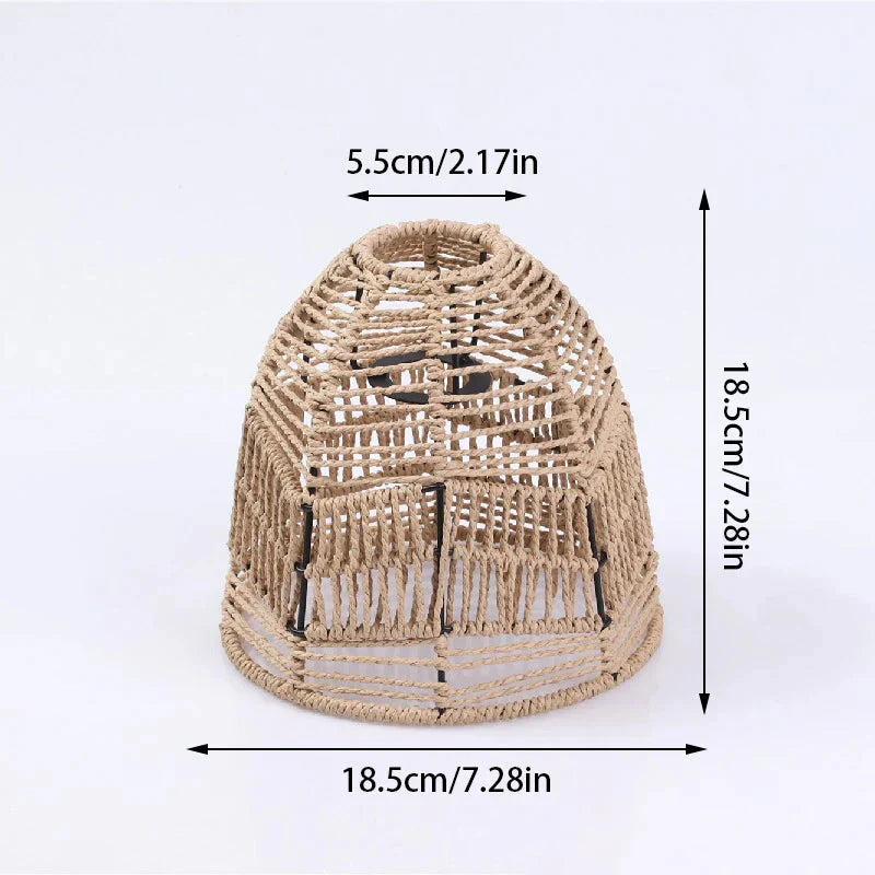 Selune — Vintage Style Simulated Rattan Lamp Shade with Warm Glow