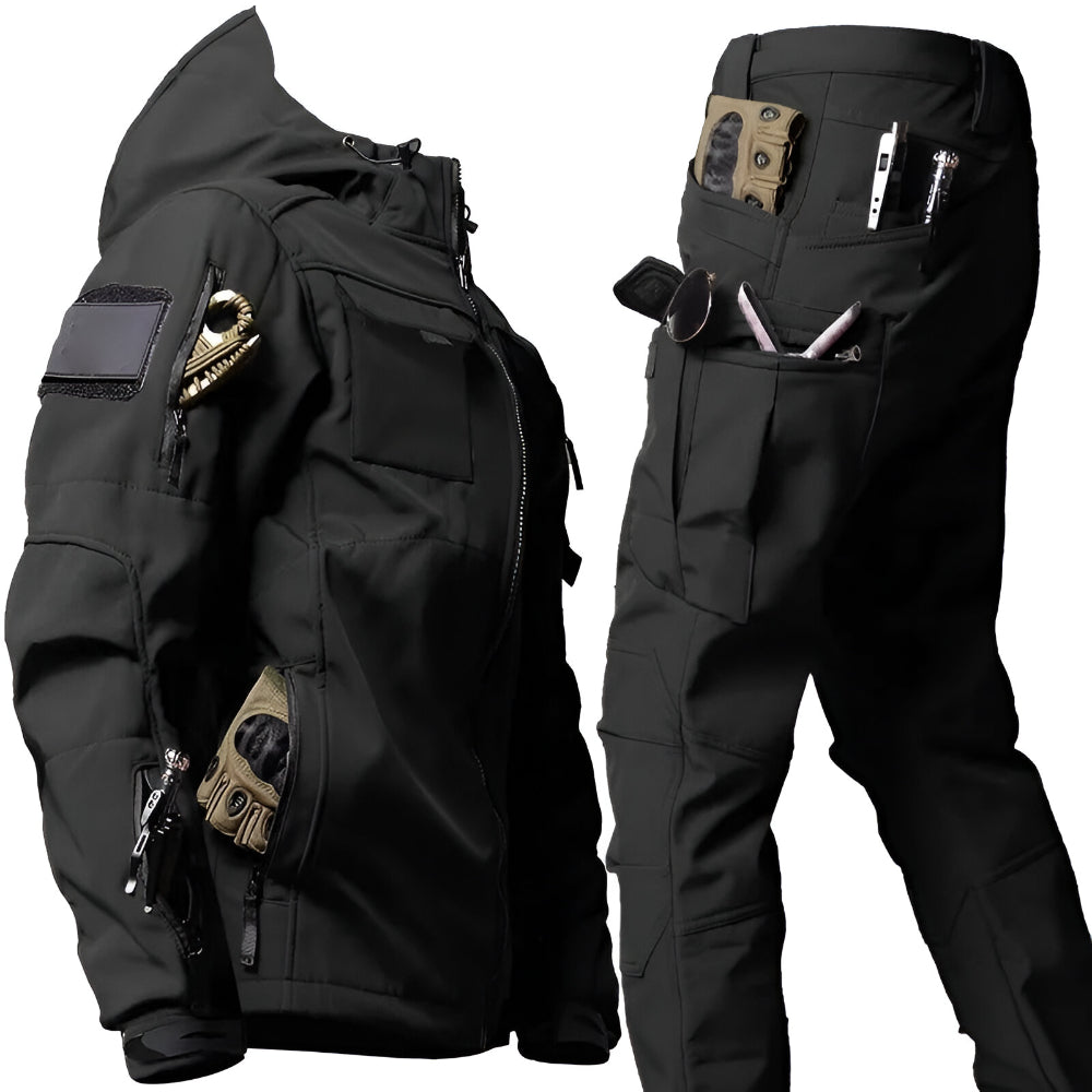 Men's Adventure-Ready Jacket and Cargo Pants Ensemble