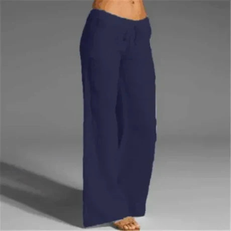 Women’s Linen Wide-Leg Pants | Drawstring Waist & Pockets | Breathable Fabric | Comfortable Fit