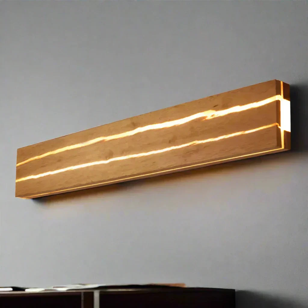Natural Glow Wood Wall Fixture with Unique Texture
