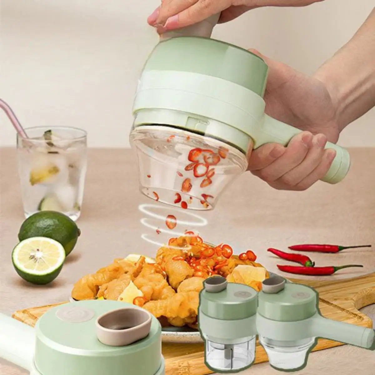 4-in-1 Cordless Kitchen Chopper – Compact and Efficient