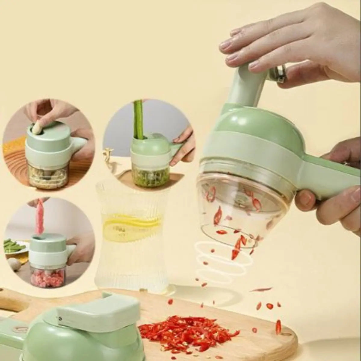 4-in-1 Cordless Kitchen Chopper – Compact and Efficient