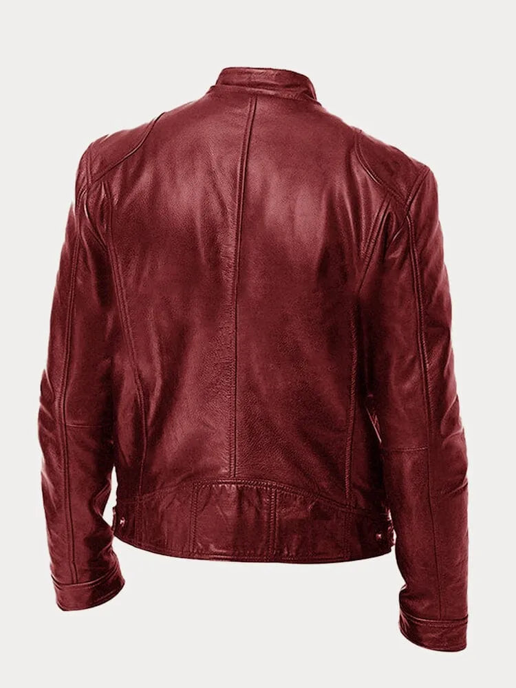 Men’s Leather Moto Jacket | Lined Interior & Adjustable Cuffs | Durable Genuine Leather | Versatile Casual & Semi-Formal Wear