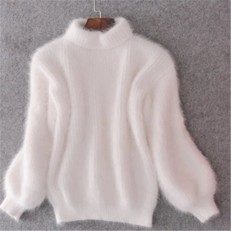 Women’s Sweater | Loose Knit Angora & Voluminous Sleeves | Oversized Cozy Fit