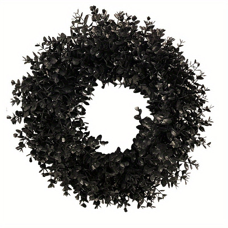 Black Halloween Wreath for Door and Wall – Weather-Resistant Spooky Decor